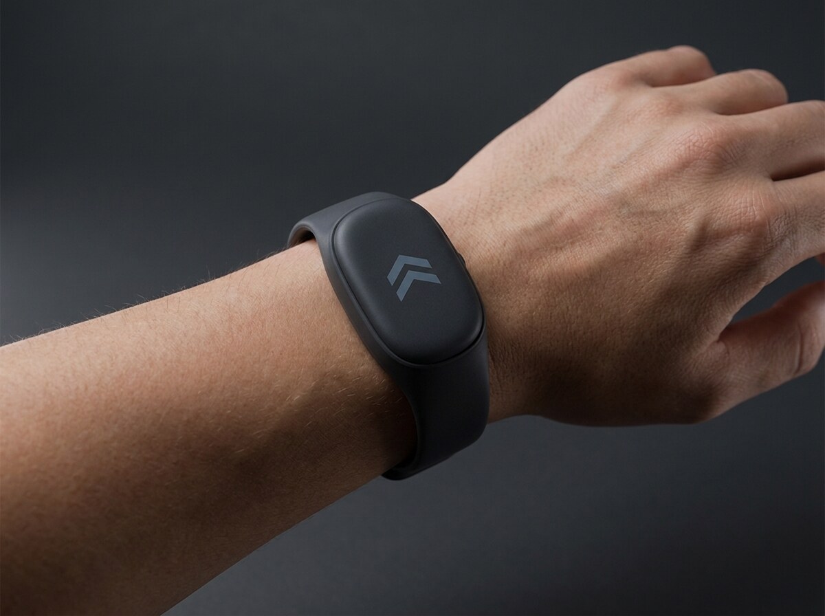 RaveSafe wristband worn on a wrist